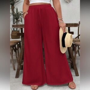 Elegant Burgundy Wide-Leg Pants